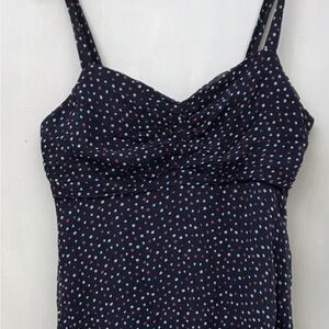Vineyard Vines Womens Dress 100% Silk Sundress Navy Blue Red Polka Dot size 8